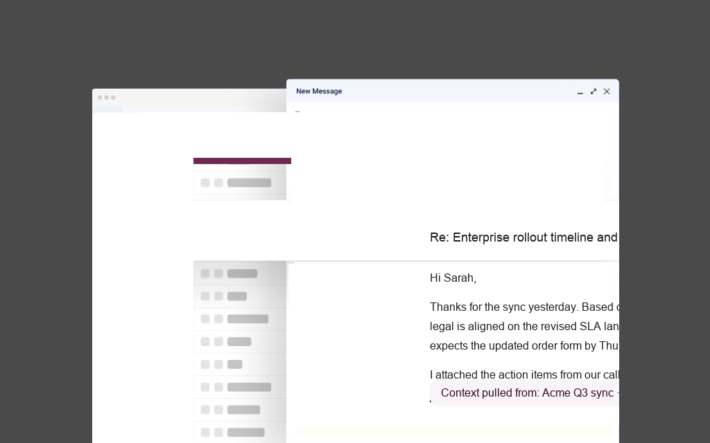 Plumkin crafting a Gmail reply from meeting notes
