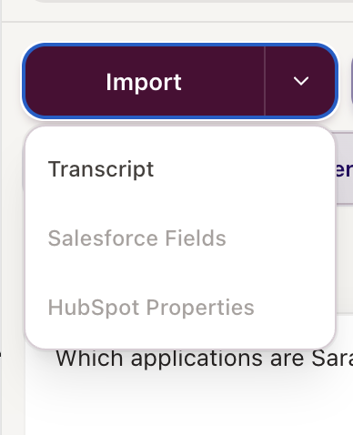 Plumkin Import menu with Salesforce Fields and HubSpot Properties options